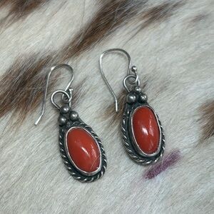 Vintage Orange Spiny Oyster Shell Drop Earrings Native to signed